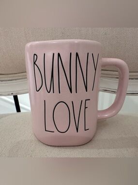 NWT Rae Dunn Bunny Love Pink Ceramic Mug - Cute Easter Coffee Cup
